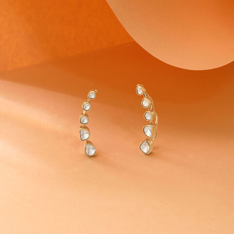 Luminous Cascade Polki Stud Earrings