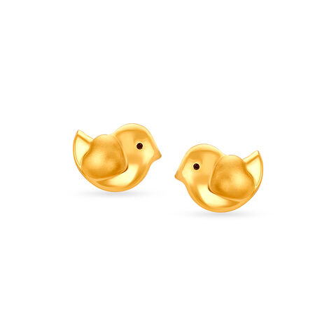 Contemporary Sparrow Shaped Gold Stud Earrings For Kids