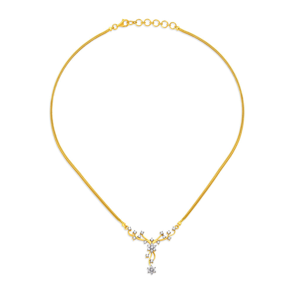Urbane Modern Floral Design Diamond Necklace