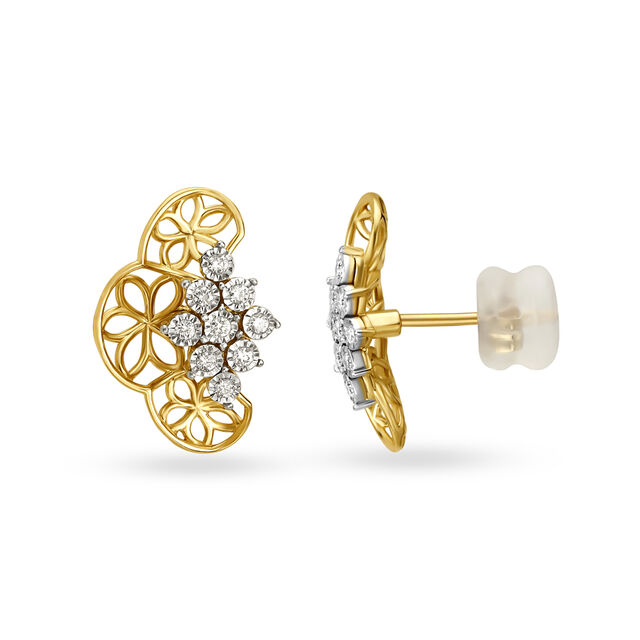 Surreal Diamond Stud Earrings in Yellow and White Gold,,hi-res image number null