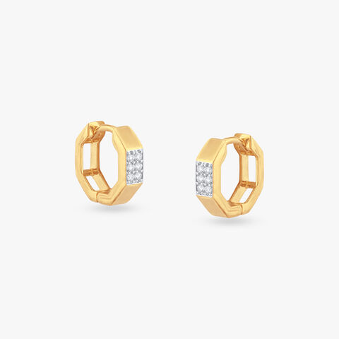 Octagon Edge Diamond Hoop Earrings For Men