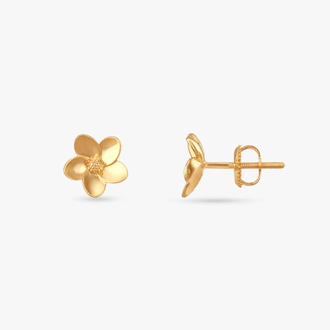 Polished Bloom Gold Stud Earrings
