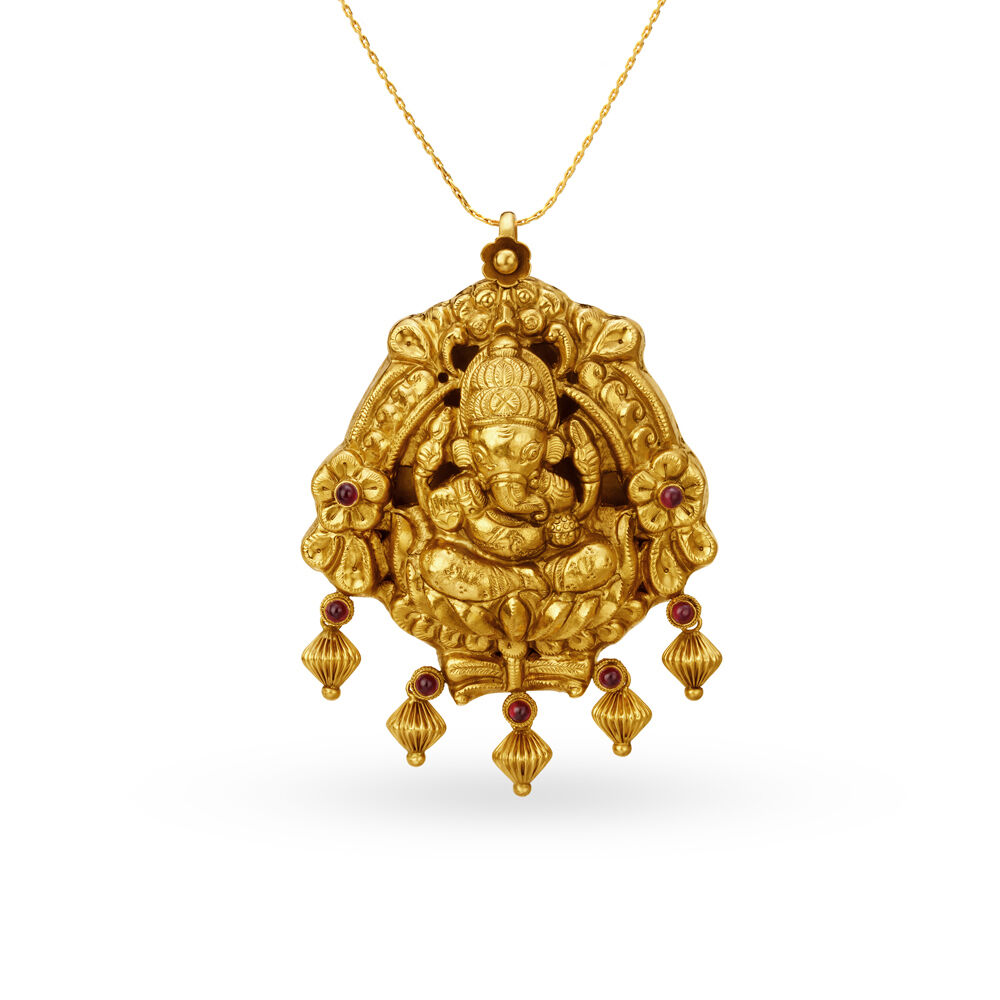 Gold ganesh pendant best sale tanishq online