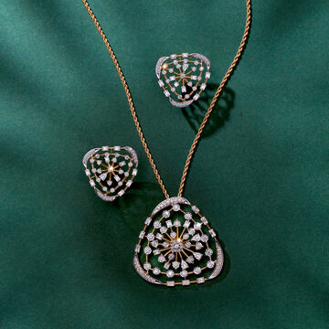 Glinting Geometry Diamond Pendant and Earrings Set