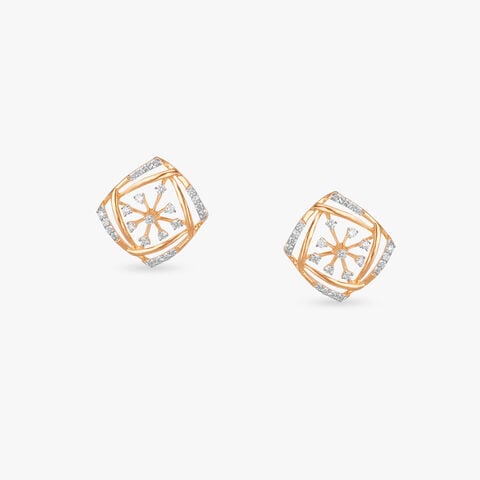 Radiant Geometric Diamond Stud Earrings