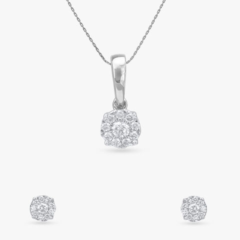 Timeless Sparkle Diamond Pendant and Earrings Set