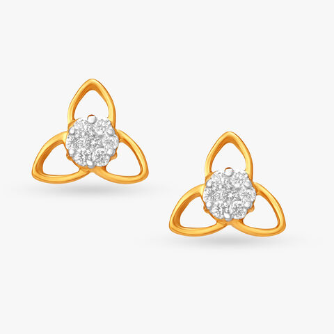Dazzling Floral Diamond Stud Earrings