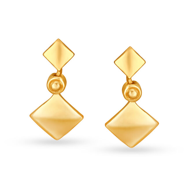 Contemporary Geometric Gold Drop Earrings,,hi-res image number null