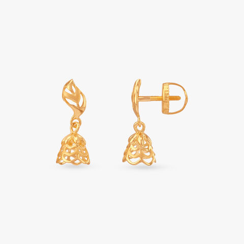 Filigree Bloom Gold Jhumka Earrings