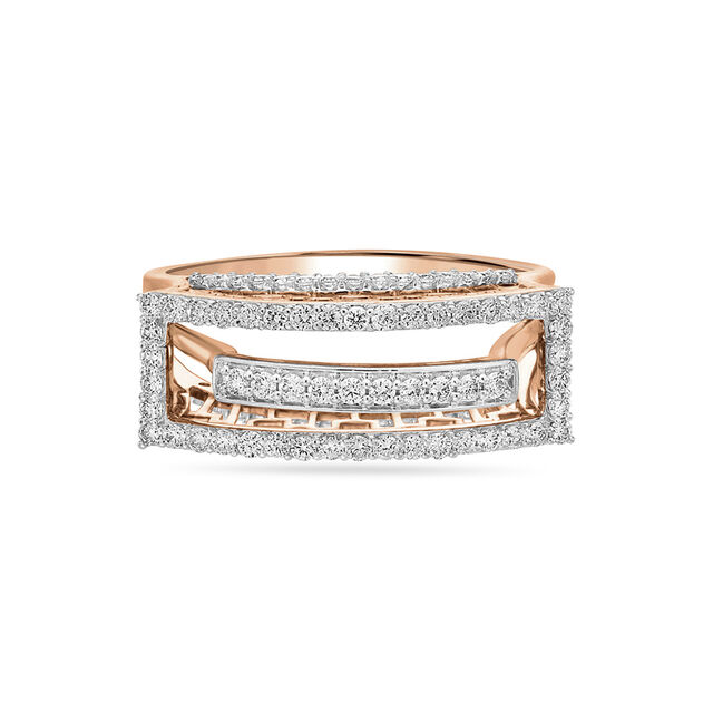 14 KT Stately Diamond Studded Rose Gold Ring,,hi-res image number null