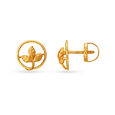 Stunning Leaf Motif Gold Stud Earrings,,hi-res image number null