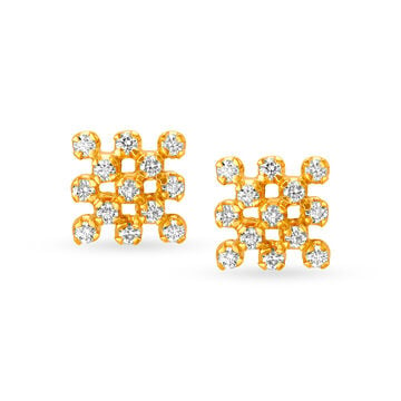 Dainty Diamond and Gold Nakshatra Stud Earrings