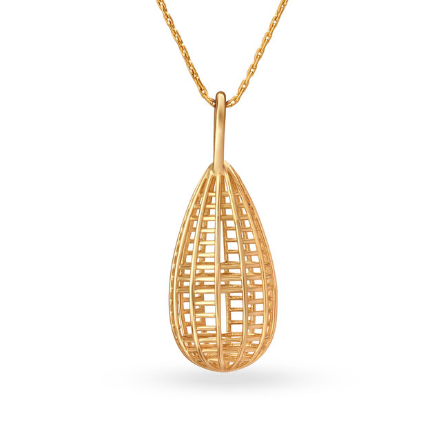 Striking Floral Mesh Gold Pendant,,hi-res image number null