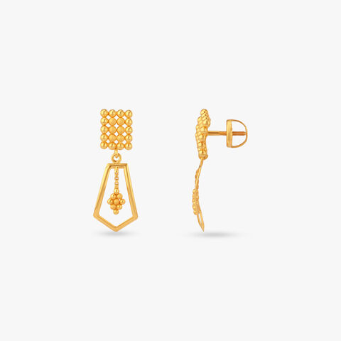 Beaded Frame Gold Drop Earrings