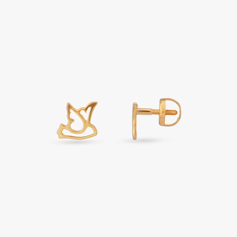 Peace Dove Gold Stud Earrings