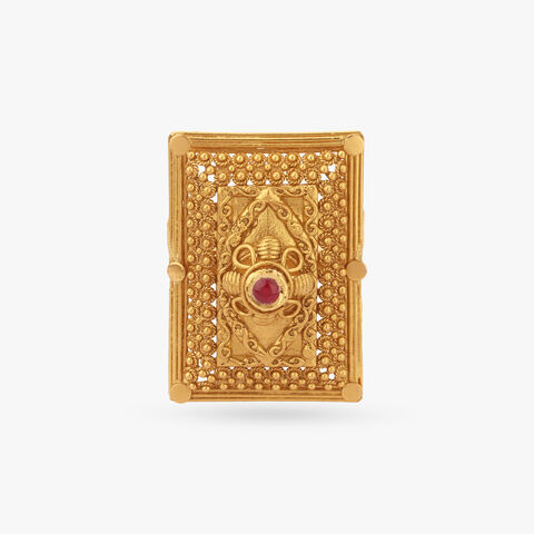 Rectangular Temple Motif Ring