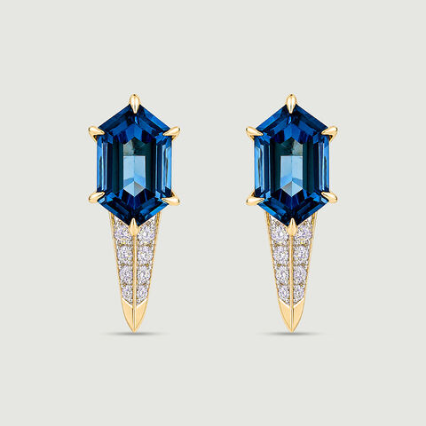 Blue Radiance Topaz Gold Hoop Earrings