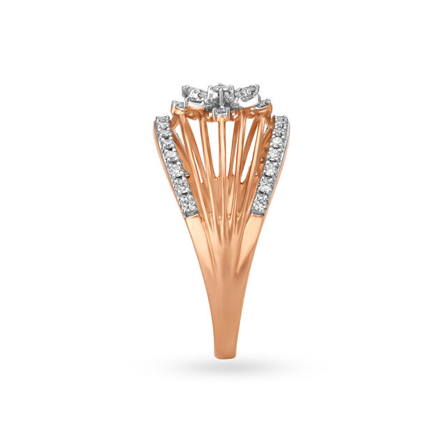 Floral Layered Gold and Diamond Finger Band