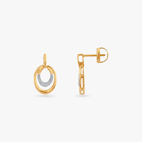 Dual Arc Diamond Drop Earrings