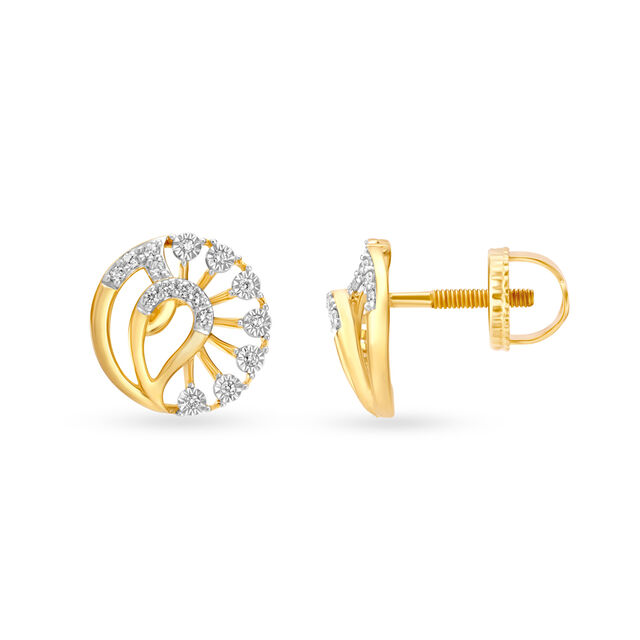 Circlet Teardrop Gold and Diamond Stud Earrings,,hi-res image number null