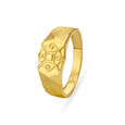 Rhombic Carved Gold Finger Ring For Men,,hi-res image number null