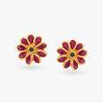 Subtle Floral Emerald and Ruby Pendant and Earrings Set,,hi-res image number null
