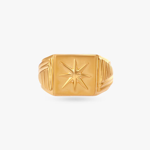 Bold Geometric Gold Ring For Men