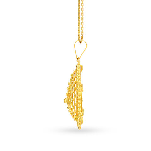 Ethereal Yellow Gold Beaded Teardrop Pendant