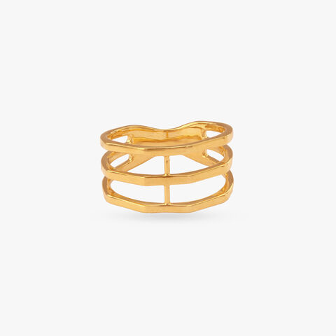 Grid Overlap Gold Ring