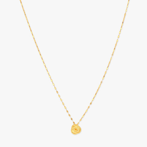 Sun Disc Gold Pendant with Chain for Kids