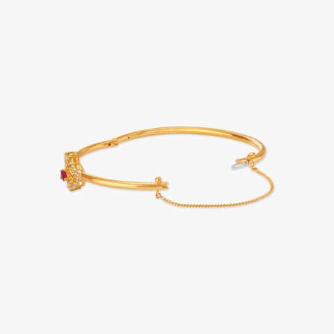 Crimson Grace Open Polki Gold Bangle