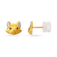 Fox Face Gold Stud Earrings For Kids,,hi-res image number null