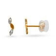 Chic 18 Karat Yellow Gold And Diamond Leaf Studs,,hi-res image number null