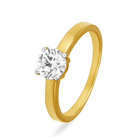 Scintillating 18 Karat Yellow Gold Solitaire Finger Ring