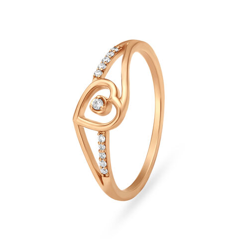 Charming Rose Gold And Diamond Heart Finger Ring