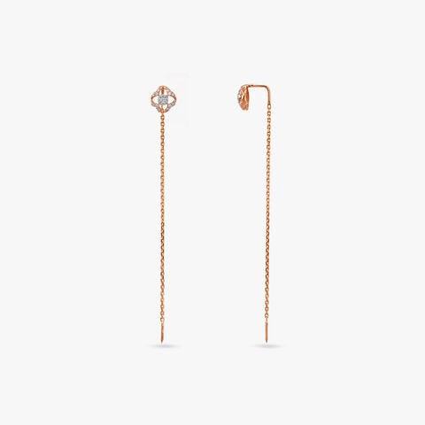 Floral Threader Diamond Drop Earrings