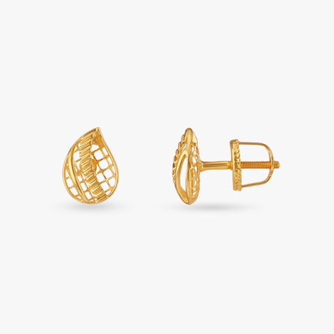 Teardrop Mesh Gold Stud Earrings