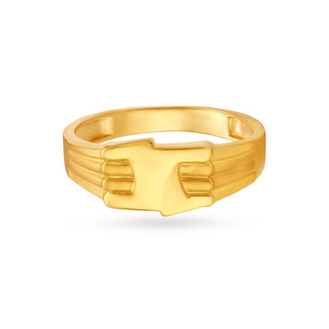 Carved Cross Pattern Gold Finger Ring For Men