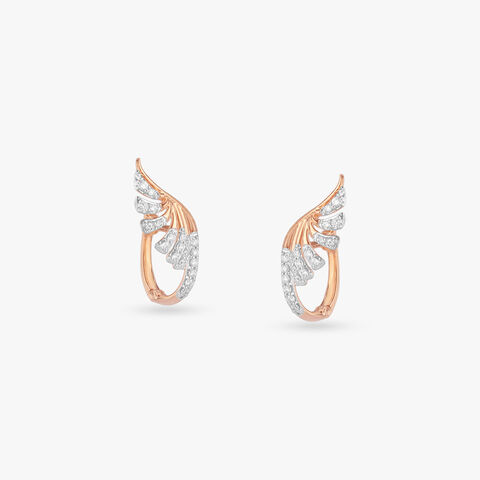 Curved Crest Diamond Hoop Earrings