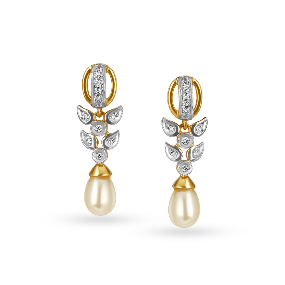 Buy P.N.Gadgil Jewellers 14k Gold Timeless Pearls Diamond Earrings Online  At Best Price @ Tata CLiQ