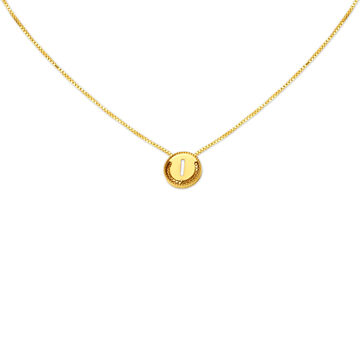 Letter I Gold Pendant with Chain For Kids