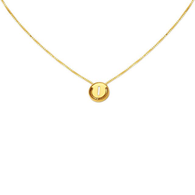 Letter I Gold Pendant with Chain For Kids,,hi-res image number null