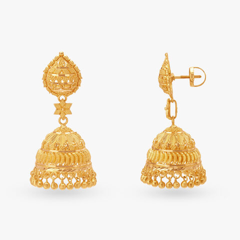 Royal Arch Gold Jhumka Earrings