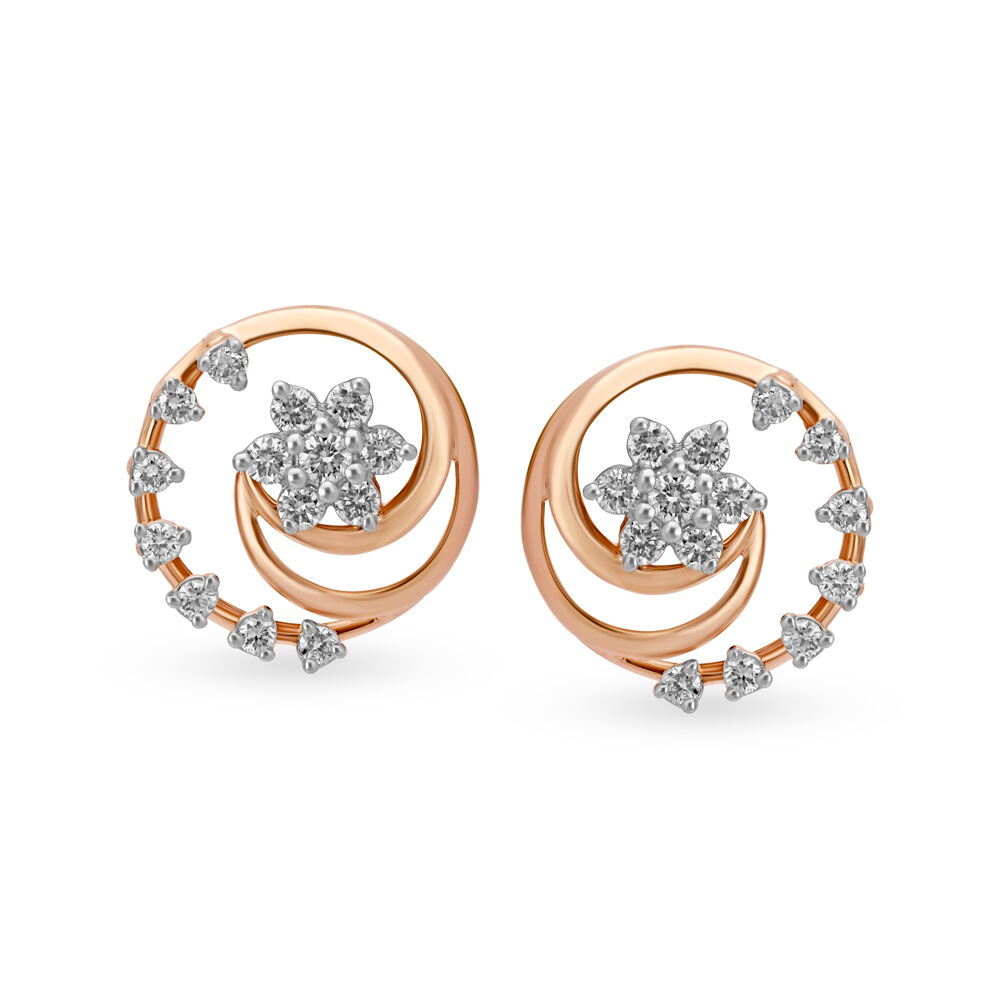 Enchanting Floral Diamond Drop Earrings in Yellow and White Gold