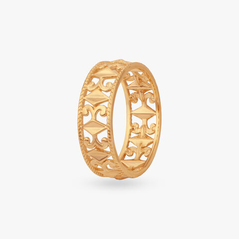 Geometric Filigree Gold Ring