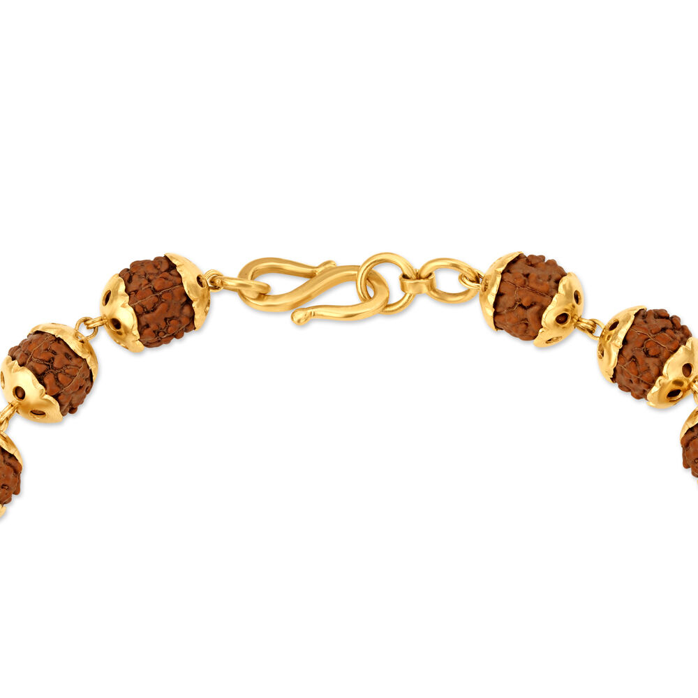 Gold Plated Brass Natural Beaded Pure Rudraksha Channel Design Bracelet for  Men and Bracelets