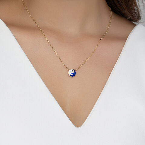 Yin Yang Evil Eye Gold Pendant with Chain