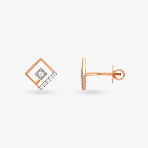 Geometric Diamond Stud Earrings