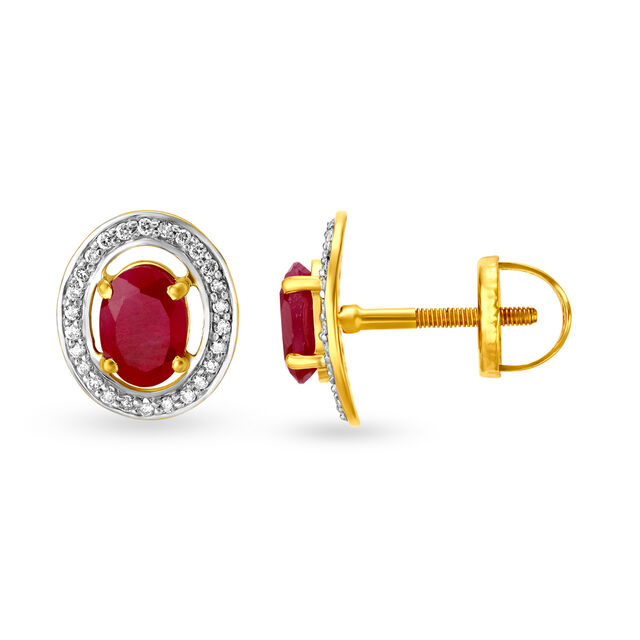 Ezra Diamond and Ruby Stud Earrings,,hi-res image number null