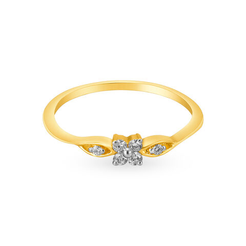 Charming 18 Karat Yellow Gold And Diamond Floral Ring